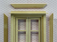 Dollhouse In and Out Swing Window Frame , Miniature Classical Double Window Frame with Back Trim - I028