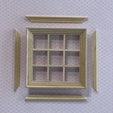 1" Scale Dollhouse Double Window Panel with Inner Side Jambs , Unfinished Standard 3 x 3 Window Frame (with Back Trim) - I021