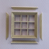 1" Scale Dollhouse Double Window Panel with Inner Side Jambs , Unfinished Standard 3 x 3 Window Frame (with Back Trim) - I025