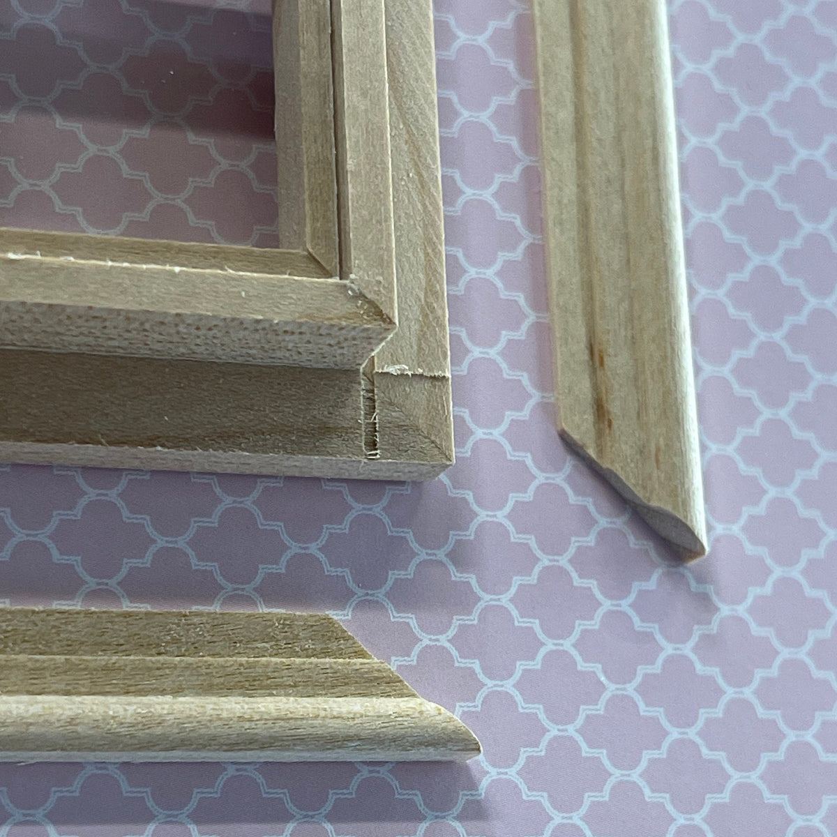 1:12 Scale Miniature Unpainted Dollhouse 9 Pane Window with Inner Side Jambs, 4 inch high Dollhouse Supply (with back trim)