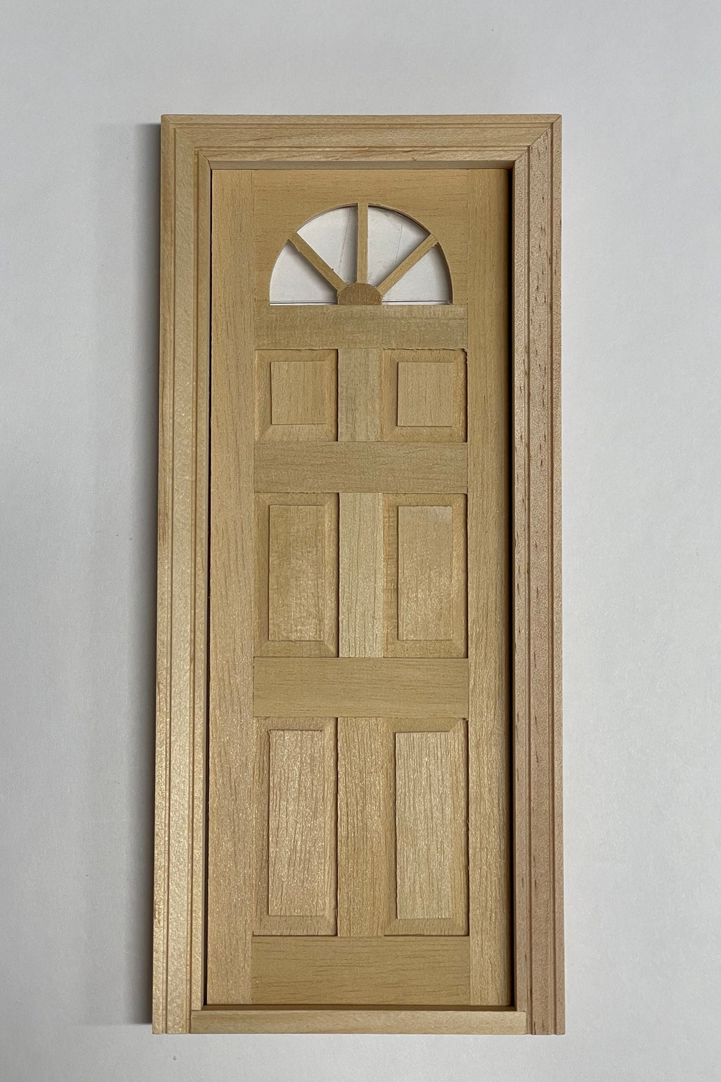 1:12 Scale Miniature Unfinished Dollhouse 6 Panel Door with Fan Window, 7-13/16 inch high