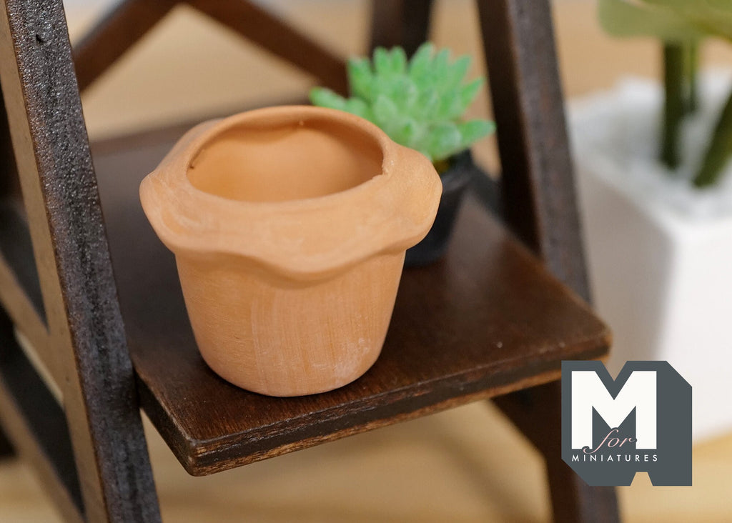 1:12 Dollhouse Miniature Clay Pottery Planter, clay flower pot gardening 1 12 scale miniature plants container (Beige) - A065