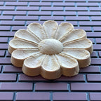 1:12 scale miniature leaf ceiling rose, unfinished floral ceiling medallion, medium, shown on purple brick paper