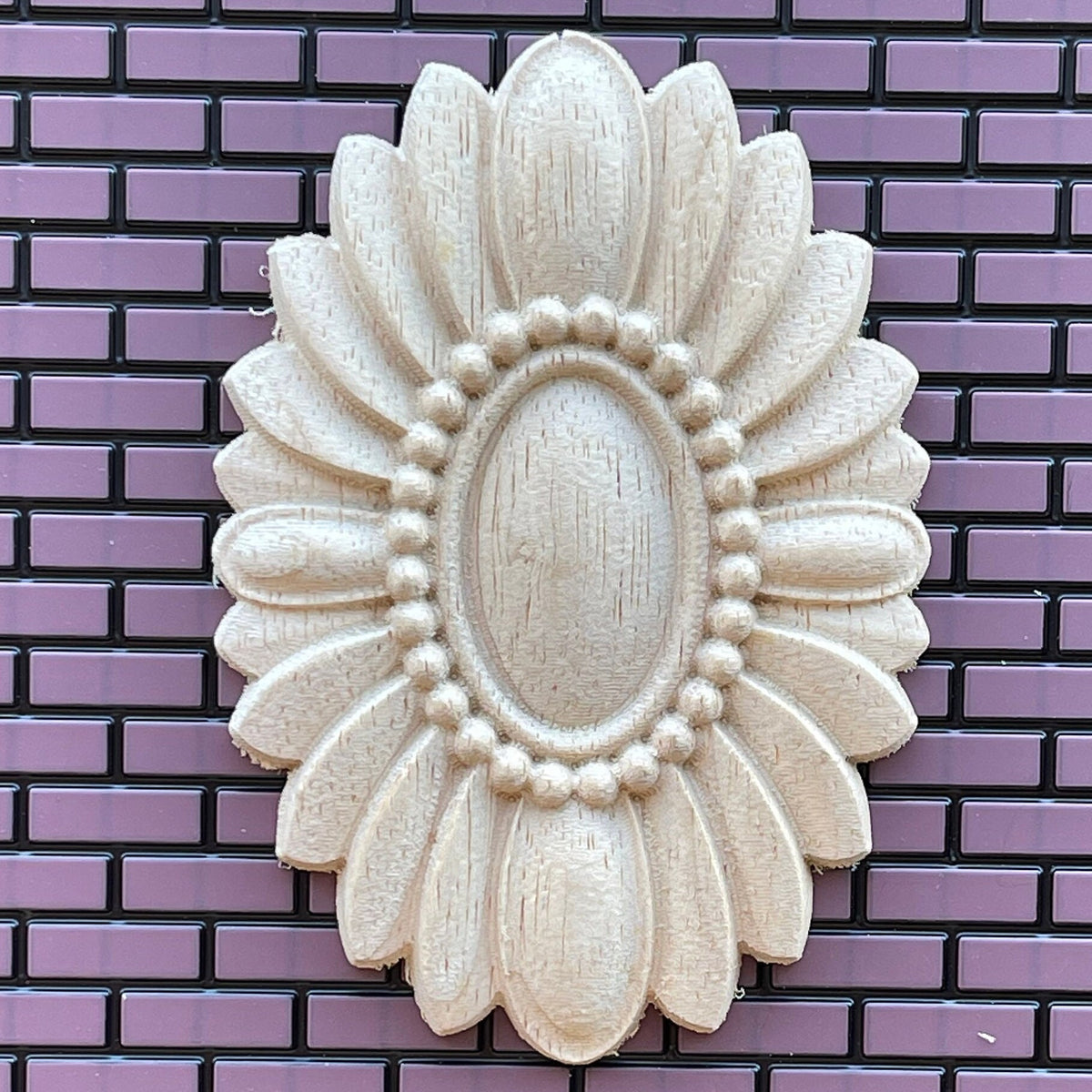 1:12 Scale Miniature Unfinished Dollhouse Oval Floral Ceiling Rose with Beaded Center, 4 inch long (Large)
