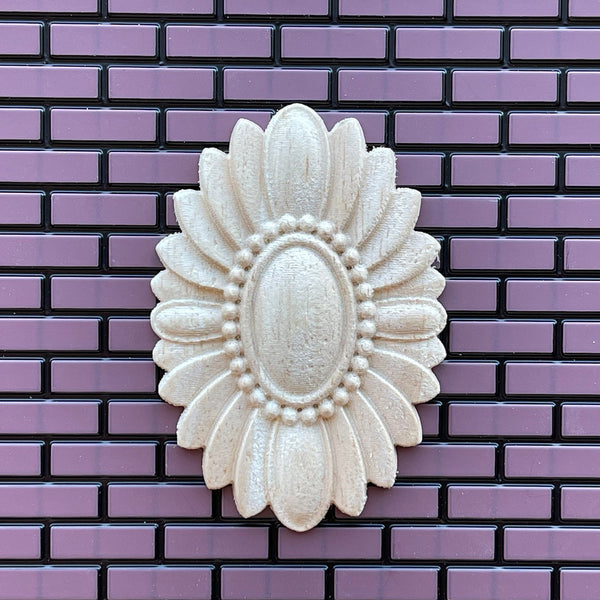 Dollhouse Oval Leaf Ceiling Rose , Ceiling Medallions , Floral Ceiling Rose , Miniature Wall Flower Leaf - S - J051