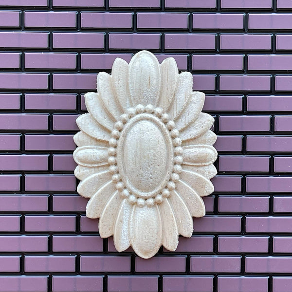 Dollhouse Oval Leaf Ceiling Rose , Ceiling Medallions , Floral Ceiling Rose , Miniature Wall Flower Leaf - S