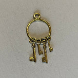 1:12 Miniature Brass Keys On Ring , Mini Gold Keys , Dollhouse Keys F060