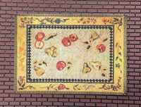 1:12 Miniature Fruits Leaves and Flowers Printed Rug , Dollhouse Fruit Leaf and Flower Area Rug , Miniature Carpet - D089