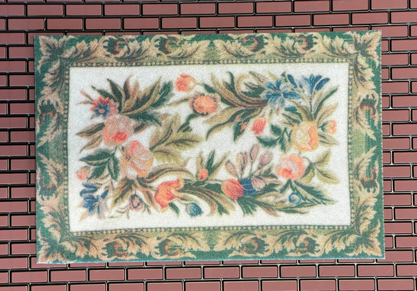 1:12 Dollhouse Printed Flowers Area Rug , Miniature Floral Leaf Printed Rug , Miniature Carpet , 1 inch scale area rug- D089