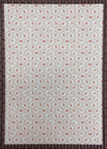 1:12 scale miniature rose and circle peel and stick wallpaper in red and cream, full sheet shown flat