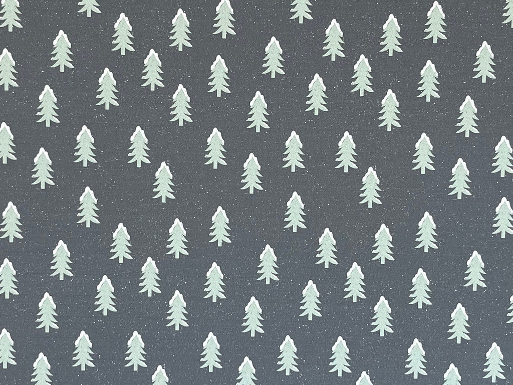1:12 Scale Miniature Snowy Pine Tree Wallpaper, 18-1/8 x 10-1/4 inch, DIY Dollhouse Supply (gray)
