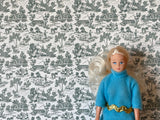 1:12 Dollhouse Supplies Campagne Toile Green Wallpaper