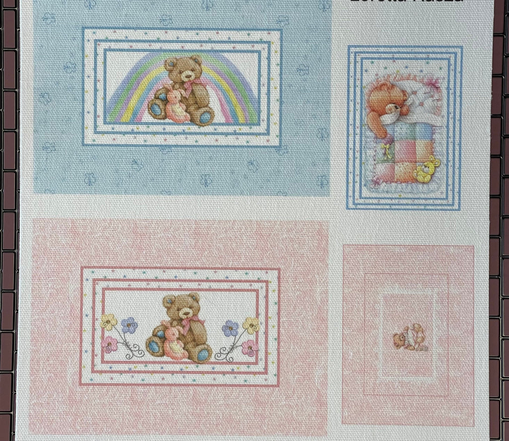 1:12 Scale Miniature Printed Nursery Rugs, Teddy Bear and Bunny Designs, Set of 4, 5-3/8 inch wide, DIY Dollhouse Supply
