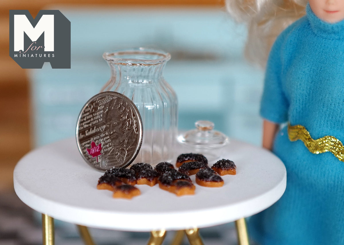 1:12 Scale Miniature Glass Cookie Jar with Chocolate Cookies, 1-1/2 inch tall, DIY Dollhouse Supply