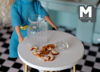 Bocal à biscuits miniature en verre à l'échelle 1:12 avec biscuits au chocolat blanc, 3,8 cm de hauteur, fournitures pour maison de poupée DIY