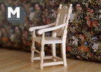 1:12 Scale Miniature Unpainted Wood Dining Chair, Tall Back, 3-7/8 inch tall, DIY Dollhouse Supply