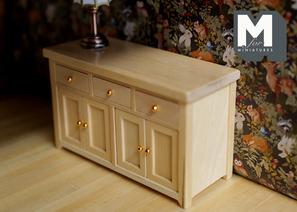 1:12 Dollhouse miniature cabinet with swing doors and drawers, Kitchen island, Kitchen furniture - J011