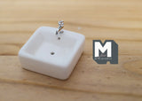 1:12 Dollhouse miniature ceramic bathroom vessel sink with silver style faucet (square) D104