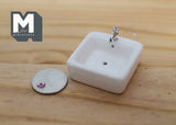 1:12 Dollhouse miniature ceramic bathroom vessel sink with silver style faucet (square) D104