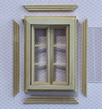 1:12 Scale Miniature Unpainted In and Out Swing 6 Pane Window with Back Trim, 5-1/4 inch high Dollhouse Supply