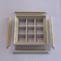 1" Scale Dollhouse Double Window Panel with Inner Side Jambs , Unfinished Standard 3 x 3 Window Frame (with Back Trim) - I021