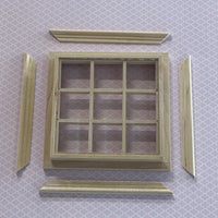 1" Scale Dollhouse Double Window Panel with Inner Side Jambs , Unfinished Standard 3 x 3 Window Frame (with Back Trim) - I021