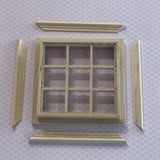 1" Scale Dollhouse Double Window Panel with Inner Side Jambs , Unfinished Standard 3 x 3 Window Frame (with Back Trim) - I021