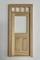 1:12 Dollhouse Transom Door Panel with Acrylic Window and Mullions Miniature Unfinished Door Frame (Back trim sold separately) - H004