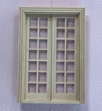 1 Inch Scale Dollhouse Double French Door Frame with Acrylic Windows (with Back Trim) , Unfinished Double French Door - I031