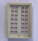 1 Inch Scale Dollhouse Supplies Double French Door Frame with Acrylic Windows (with Back Trim) , Unfinished Double French Door - I031