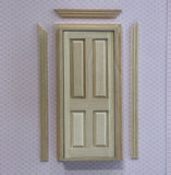 1:12 Dollhouse Classic 4 Panel Door with Back Trim , Unfinished Miniature Interior Door Frame