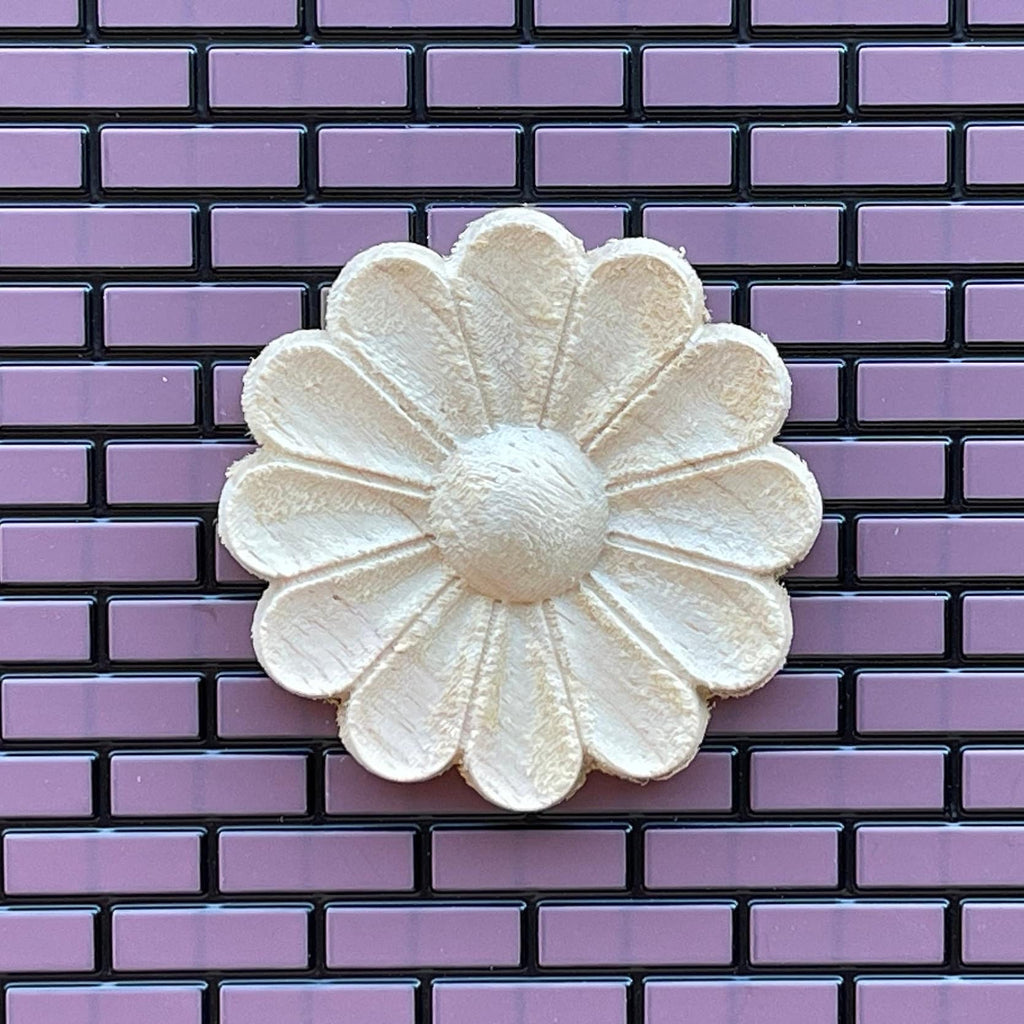 1:12 Scale Miniature Leaf Ceiling Rose, Floral Ceiling Medallion, Unfinished, Ready to Paint, 2-1/16 inch diameter (medium)