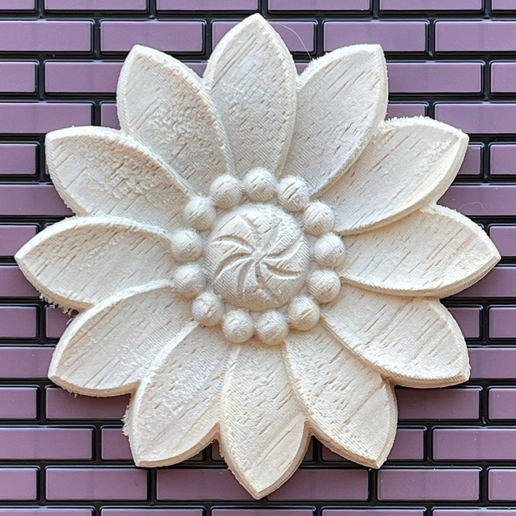 1:12 Scale Miniature Unfinished Dollhouse Floral Ceiling Rose with Beaded Center, 3-3/16 inch diameter (Medium)