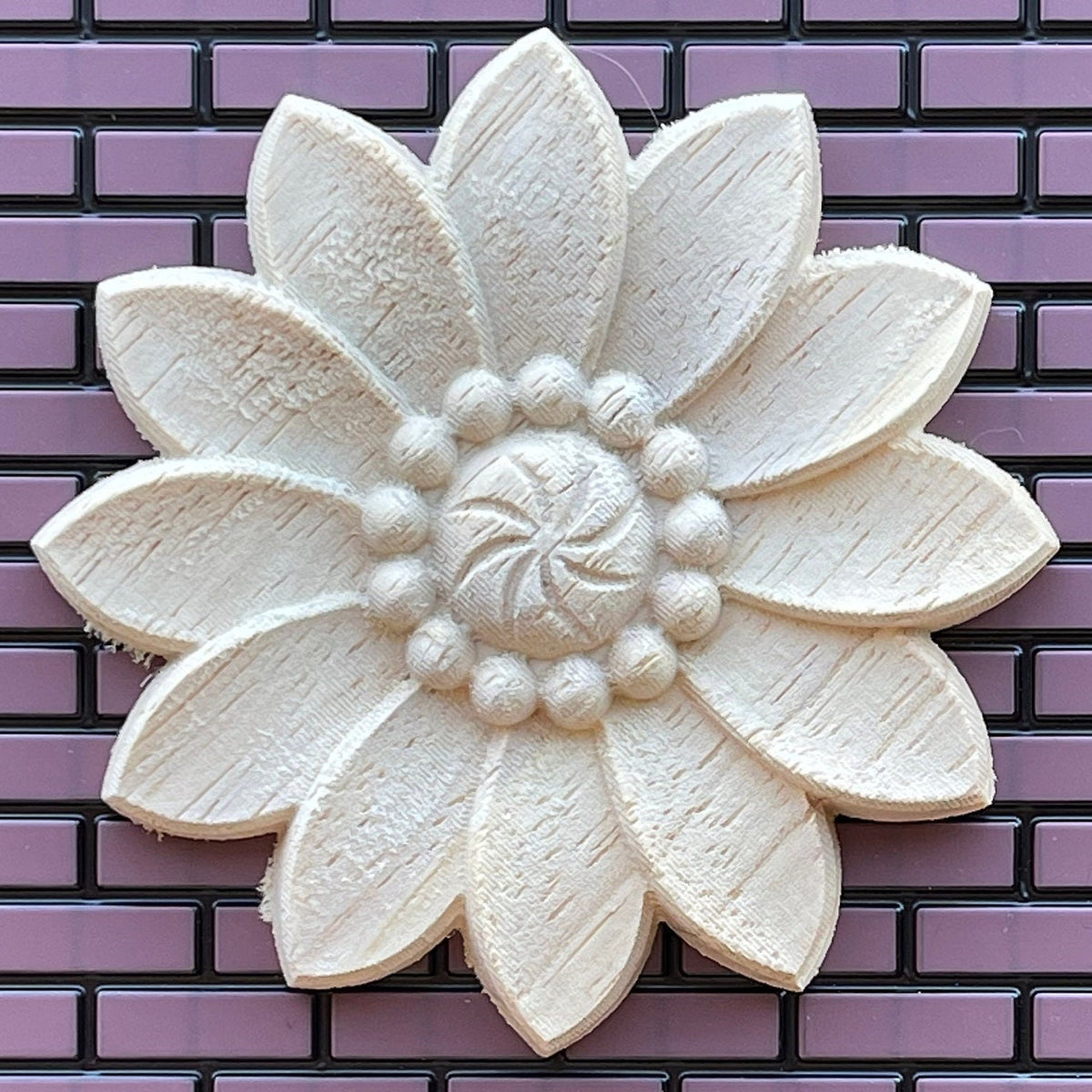 1:12 Scale Miniature Unfinished Dollhouse Floral Ceiling Rose with Beaded Center, 3-3/16 inch diameter (Medium)