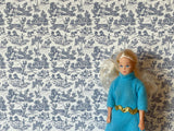 1:12 Dollhouse Campagne Toile Blue Wallpaper