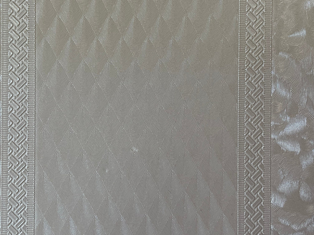 1:12 Scale Miniature Embossed Diamond and Damask Stripe Wallpaper, 20-7/8 x 10-5/8 inch, DIY Dollhouse Supply (pearl white)