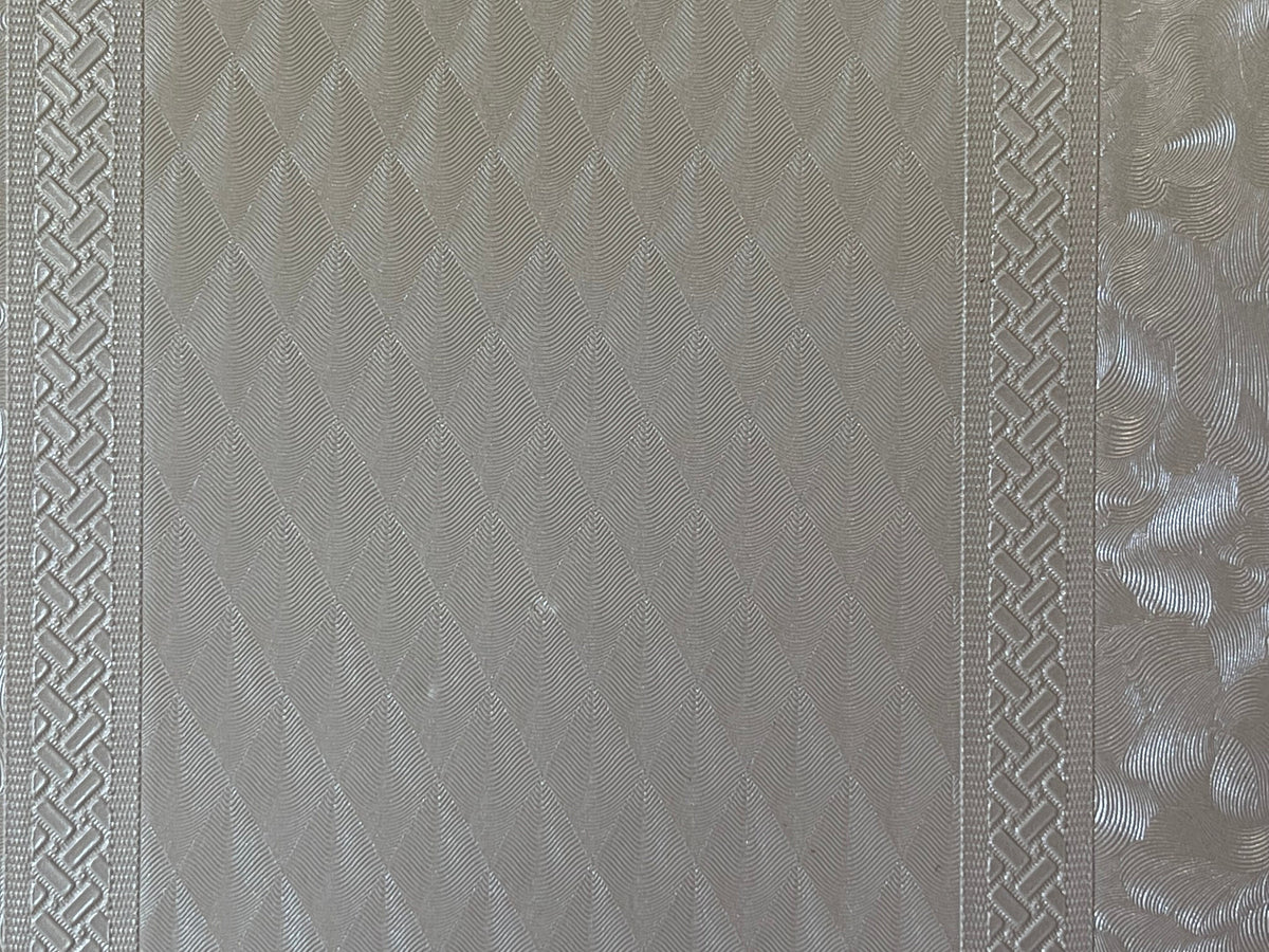 1:12 Scale Miniature Embossed Diamond and Damask Stripe Wallpaper, 20-7/8 x 10-5/8 inch, DIY Dollhouse Supply (pearl white)
