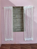 1:12 Dollhouse Miniature Double French Door , Window , Curtains Set of 2 (White)