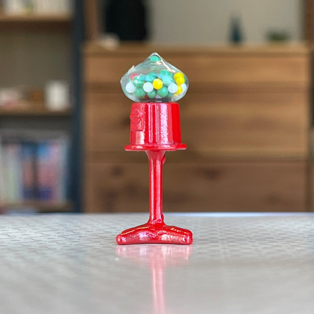1:12 Scale Miniature Metal Tabletop Gumball Machine, 1-1/2 inch tall, DIY Dollhouse Supply (red)