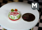 1:12 Scale Miniature Round Christmas Cake with Icing and Decorations, 1/2 inch tall, DIY Dollhouse Supply (red and white)