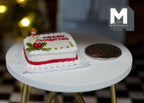 1:12 Scale Miniature Square Christmas Cake with Holly, 1-1/4 inch long, DIY Dollhouse Supply
