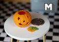 1:12 Scale Miniature Clay Halloween Jack O Lantern with Lid, 1-3/16 inch tall, DIY Dollhouse Supply (orange)