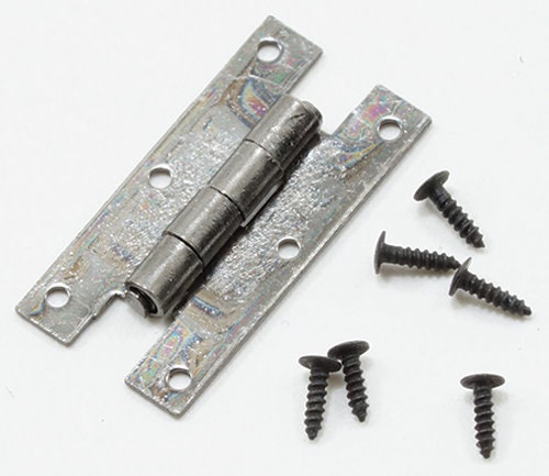 1:12 Scale Miniature 4 Knuckle Hinges with Nails, Set of 4, 9/16 inch tall, DIY Dollhouse Supply (brass)