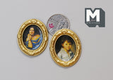 Dollhouse Supplies miniature paint 2-piece gold picture frame set 1:12 scale paintings F050
