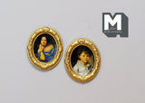 Dollhouse Supplies miniature paint 2-piece gold picture frame set 1:12 scale paintings F050