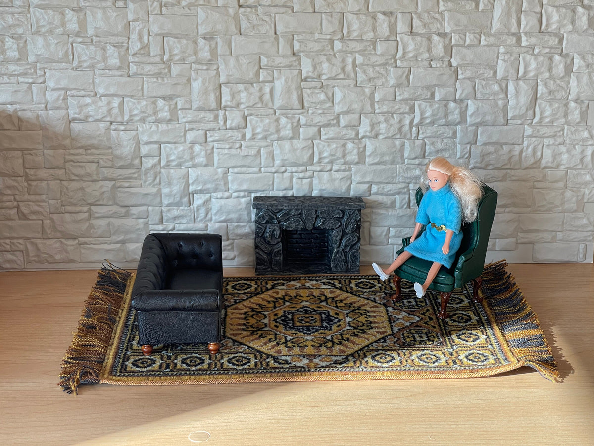 Dollhouse Miniature Large Size Area Rug , Real Wool Carpet 15" x 9"
