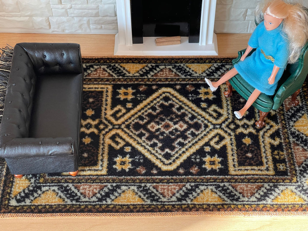Dollhouse Miniature Large Size Area Rug , Real Wool Carpet 15" x 9" - Z8