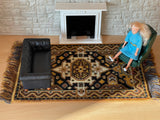 Dollhouse Miniature Large Size Area Rug , Real Wool Carpet 15" x 9"