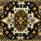 Miniatura in scala 1:12 tappeto in lana con medaglione e frange, 15 x 9 inch, accessori fai da te per casa delle bambole (nero e oro)