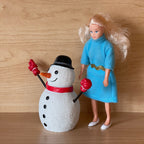 Bonhomme de neige miniature à l'échelle 1:12 avec chapeau haut-de-forme, écharpe et gants rouges, 9 cm de hauteur, fourniture pour maison de poupée à faire soi-même (résine coulée)
